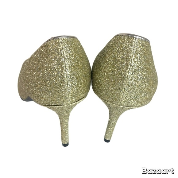 Nina New York Women Peep Toe Shoes Plating Baby Girl Gold Glitter Sz 10 - Picture 6 of 7